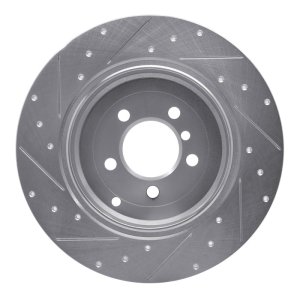 Land Rover Range Rover Brake Rotor (1) - Rear Right - R1 Concepts - Drilled & Slotted - Silver - `03-`05